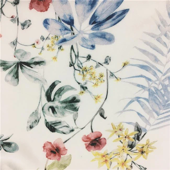 Gėlių šilko audinys suknelėms